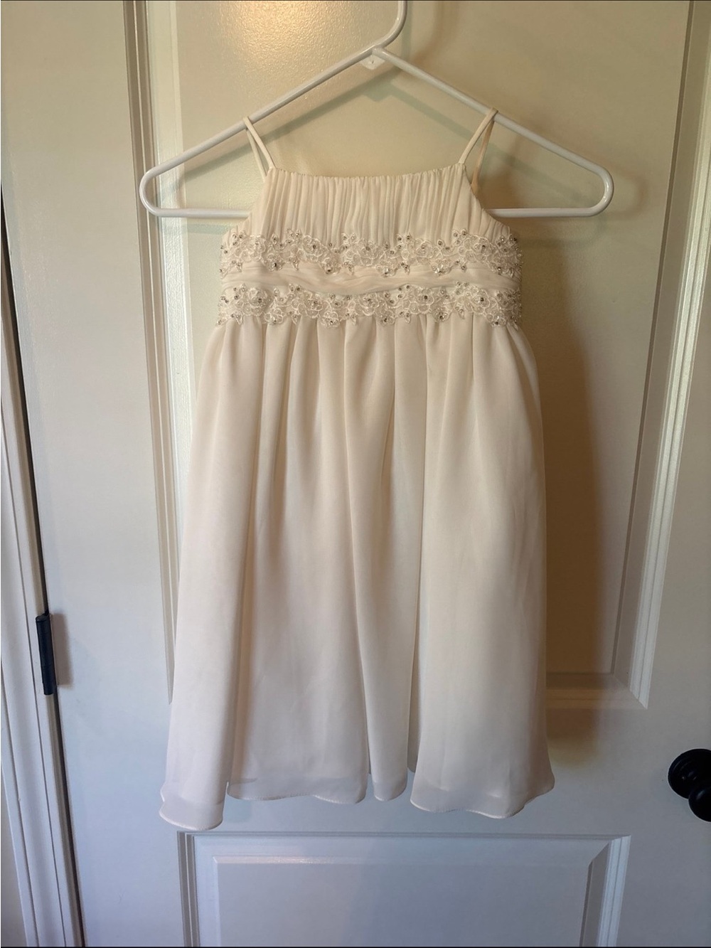 Girls Ivory Spaghetti-Strap Flower Girl Dress - Picture 1 of 8